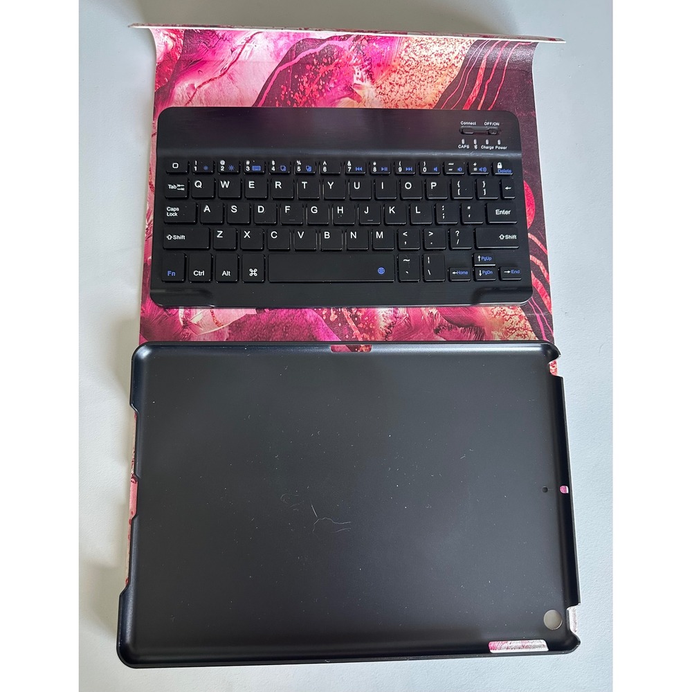 Pink Marble Wireless Bluetooth Keyboard Tablet Case Folio Cover